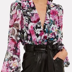 Ronny Kobo Floral Mika Crepe Bodysuit